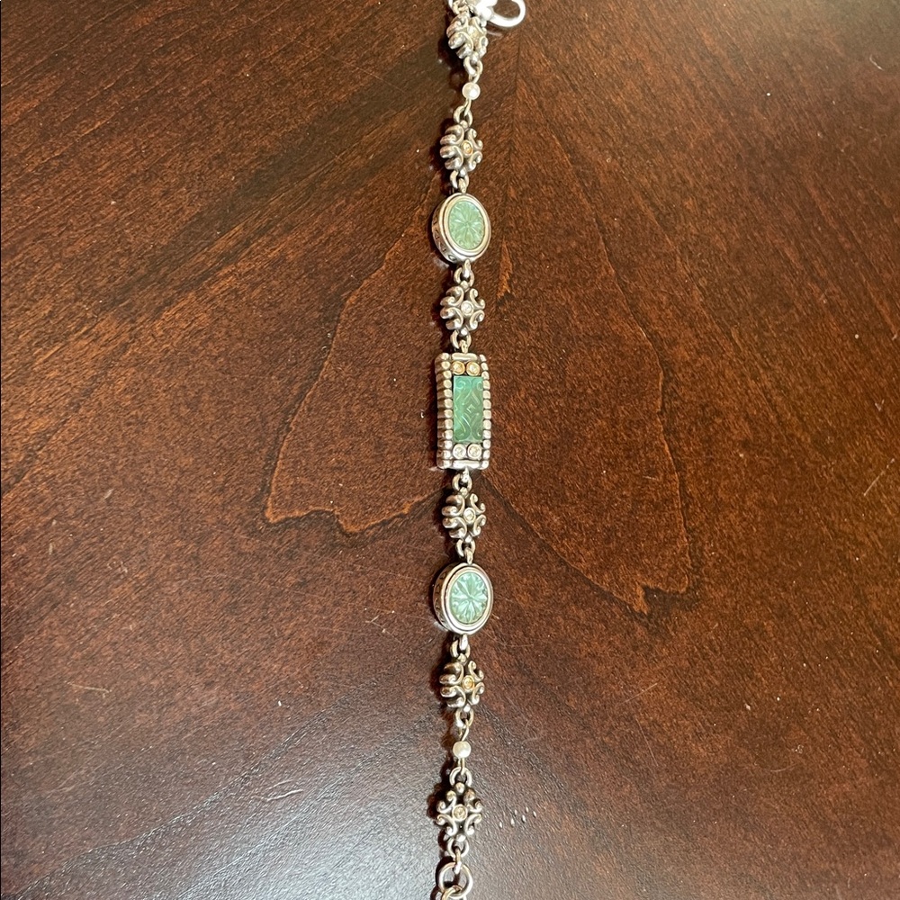 Brighton Silver and Green Floral Bracelet